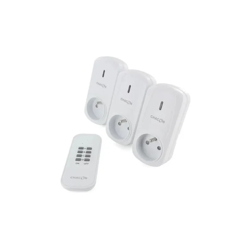 CHACON Set de 3 prises On/Off+ Télécommande 2000W - FR