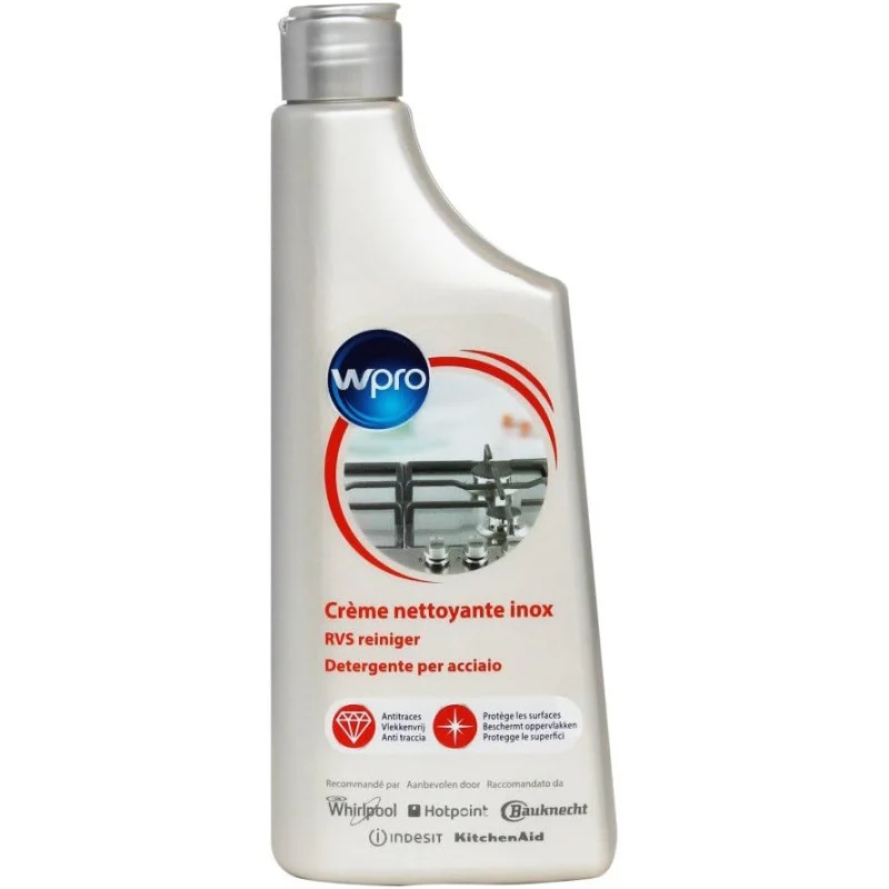 Crème nettoyante surfaces inox (250ml), Wpro - 484000008501