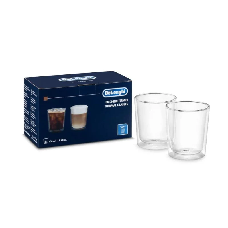 De'Longhi DLSC318 Lot de verres thermiques en verre à double paroi résistant en borosilicate - DELONGHI