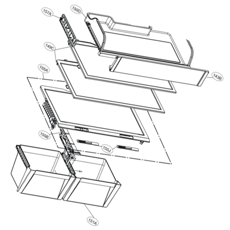Dessus de bac à légumes repère 155A 752X436 mm LG ACQ85641706