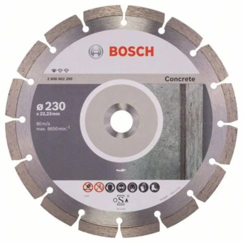 Disque à tronçonner diamanté Professional for Concrete, 230 x 22,23 x 2,3 x 10 mm Bosch 2608602200 - Bosch Outillages