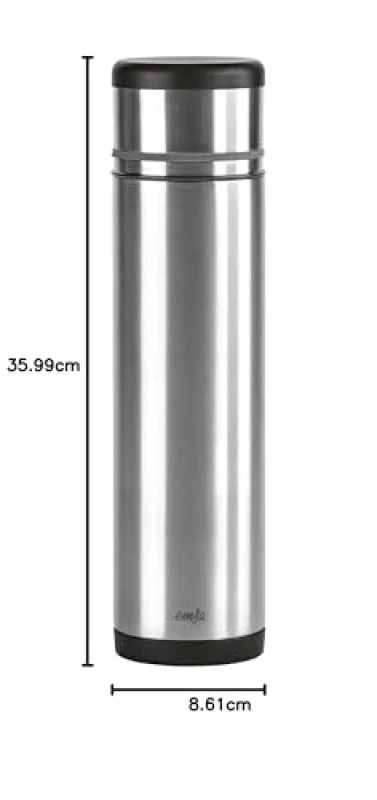 Emsa 509239 MOBILITY- Bouteille isotherme avec gobelet, fermeture Safe Loc, 1 L, Acier inoxydable/anthracite noir