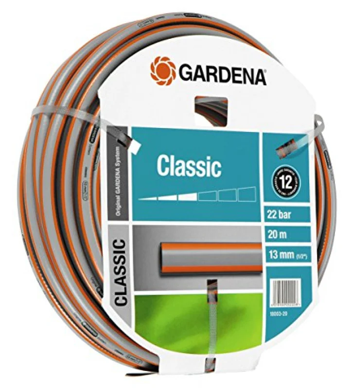 Gardena Tuyau Classic 13 Mm (1/2") - Tuyaux D'Arrosage (Tuyau Seulement, Pvc, Gris, Orange, 1/2)