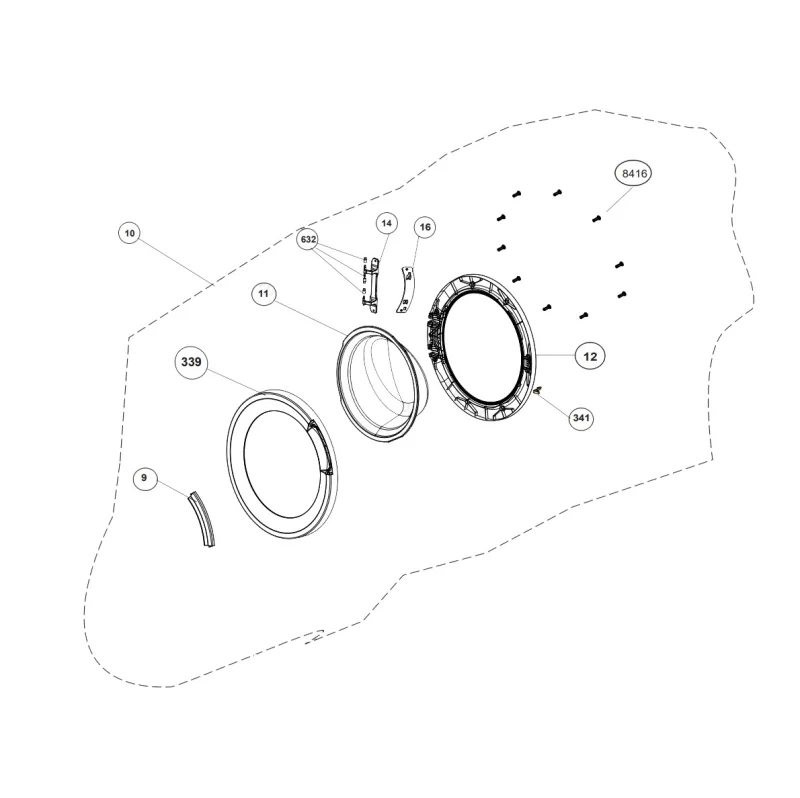 Hublot complet (repère 10) BEKO 2498900100
