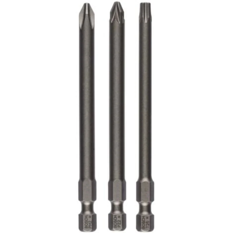 Jeu d'embouts de vissage extra-durs Bosch, 3 pces PH2, PZ2, T25, 89 mm -2607001767