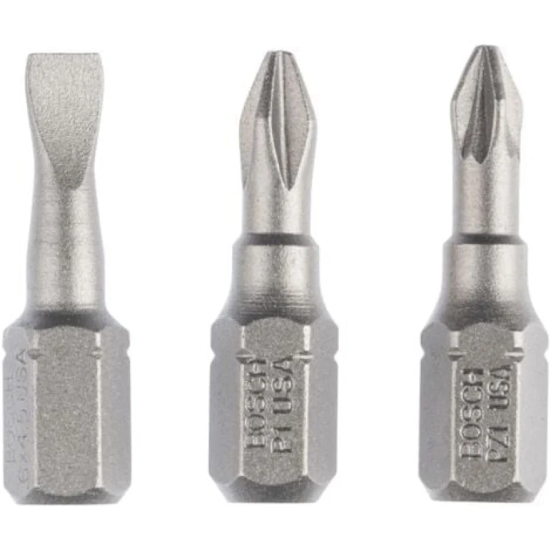 Jeu d'embouts de vissage extra-durs Bosch (mixtes), 3 pces S 0,6x4,5, PH1, PZ1, 25 mm - 2607001765