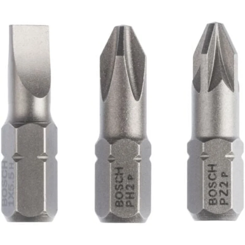 Jeu d'embouts de vissage extra-durs Bosch (mixtes), 3 pces S 1,0x5,5, PH2, PZ2, 25 mm - 2607001766