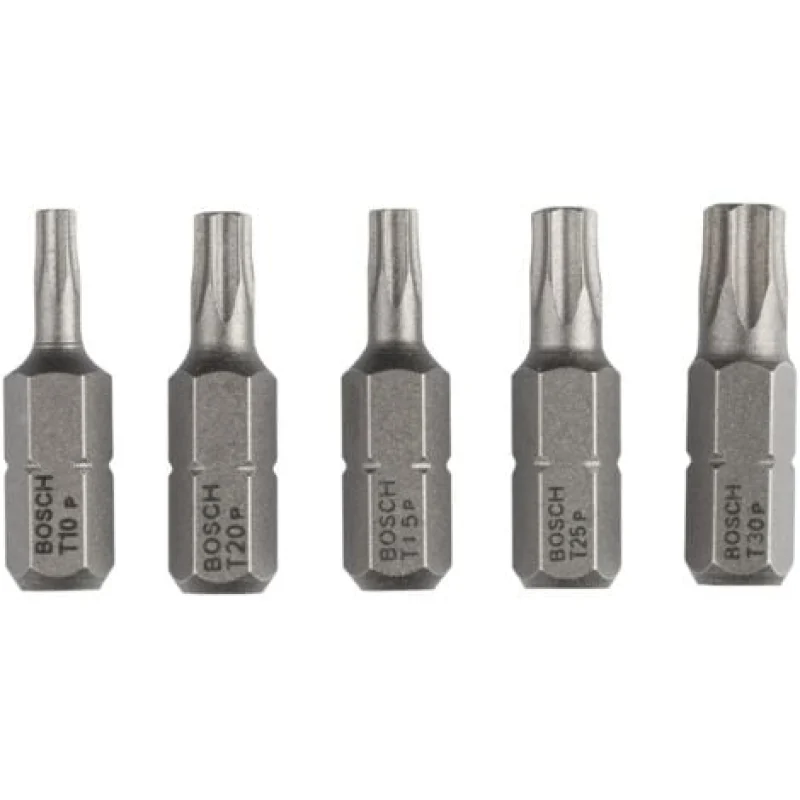 Jeu d'embouts de vissage extra-durs (Torx) Bosch, 5 pces T10, T15, T20, T25, T30, 25 mm -2607001768