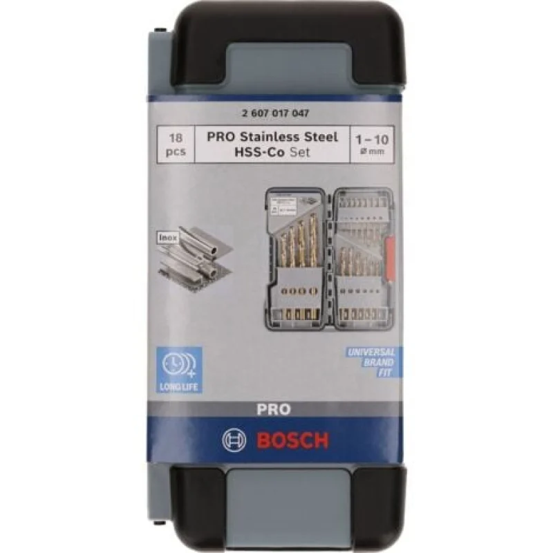 Jeu de forets hélicoïdaux PRO en acier inoxydable HSS-Co Bosch - 2607017047