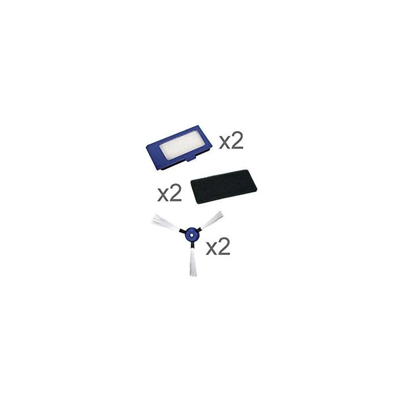 Kit de 2 brossettes latérales+ 2 filtres plissés + 2 filtres mousses pour Aspirateur ROWENTA ZR710101
