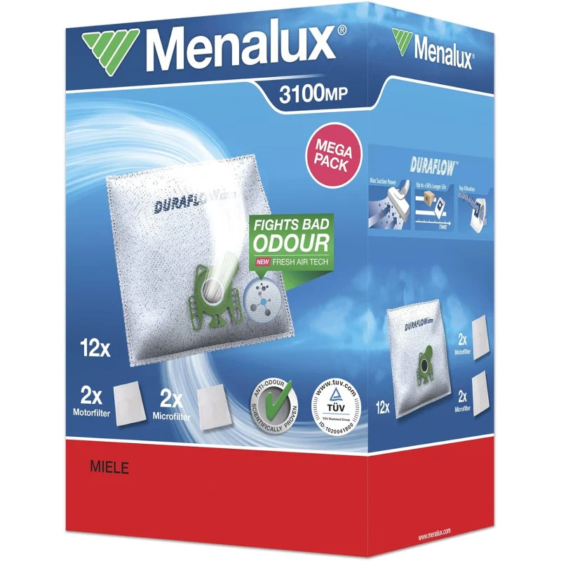 Lot de 12 sacs aspirateur + 2 micro filtres + 2filtres moteur 3100 MP Menalux - 9001667907