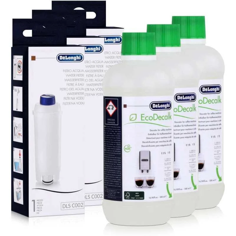 Kit de nettoyage DeLonghi - Lot 3 filtres à eau SER3017 & 3 détartrants SER3018 de 250 ml