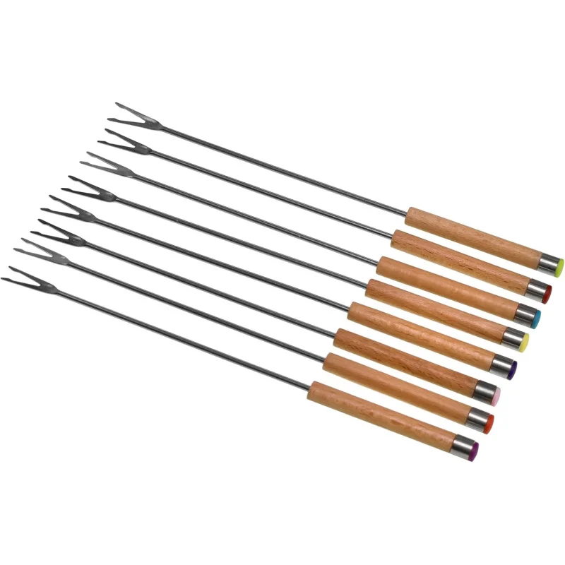 Lot de 8 fourchettes avec manche en bois pour appareil à fondue LAGRANGE - C013407