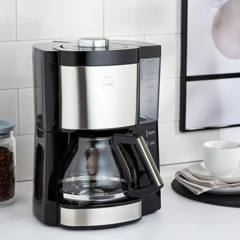Melitta, Cafetière Filtre LOOK V Perfection 1,25L Noir, Cafetière Programmable, Fonction AromaSelector, Fonction Maintien au Chaud, Porte-filtres 1x4, 10 Tasses,1025-06,1080W