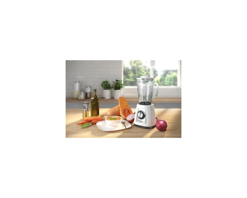 Moulinex Blendforce Cristal - Mixeur 3 vitesses à 4 Lames avec Fonction Glace Pilée et Carafe en Verre Thermorésistant Facile à Nettoyer - 800 W, 1,75 L (réf. LM430110)