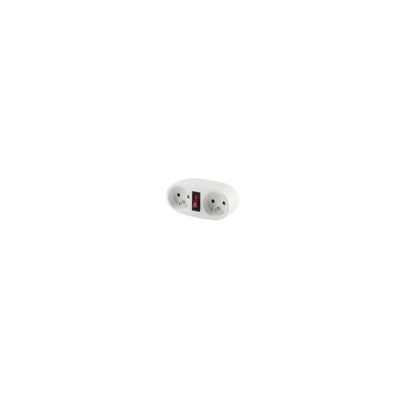 Prise biplite 2x16A blanc avec interrupteur Chacon - CHA48005