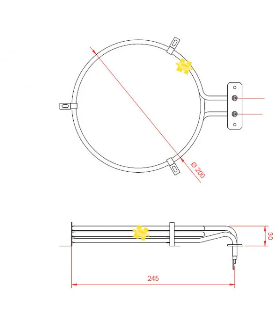 RESISTANCE CHALEUR TOURN 2400W - Whirlpool Laden Ignis Baucknecht Radiola Philips