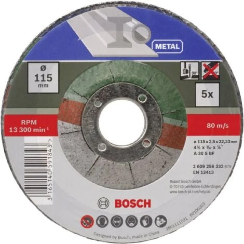 Set de disques à tronçonner à moyeu déporté pour le métal, 5 pcs Bosch 2609256332 - Bosch Outillages