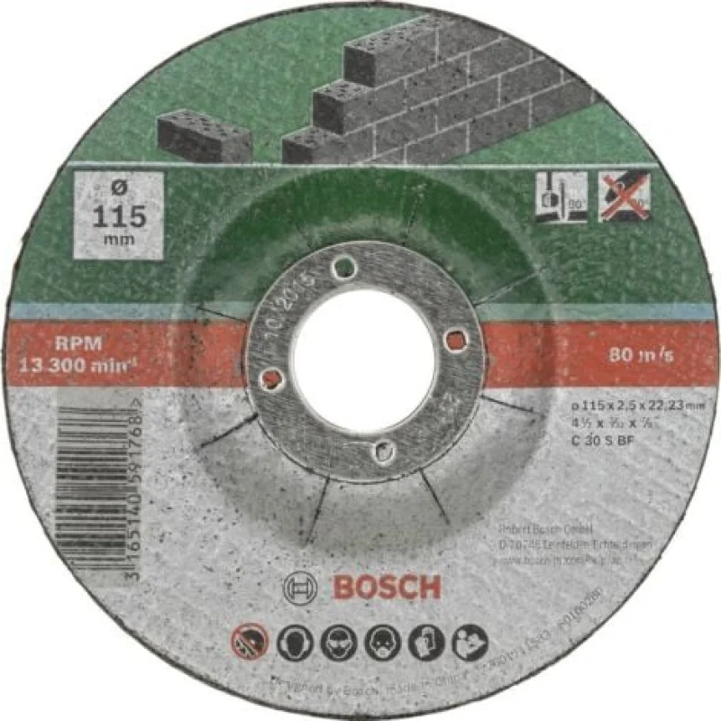 Set de disques à tronçonner, à moyeu déporté, pour pierre, 5 pcs Bosch 2609256334 - Bosch Outillages