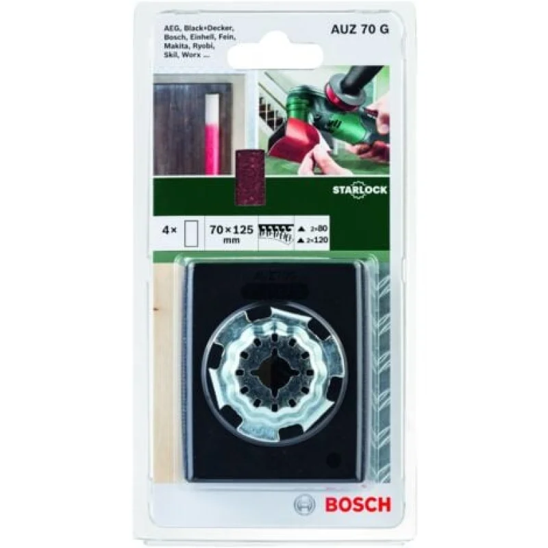 Starlock AUZ Bloc de ponçage 70 g (avec 4 feuilles abrasives 70x125mm) BOSCH 2609256D18 - Bosch Outillages