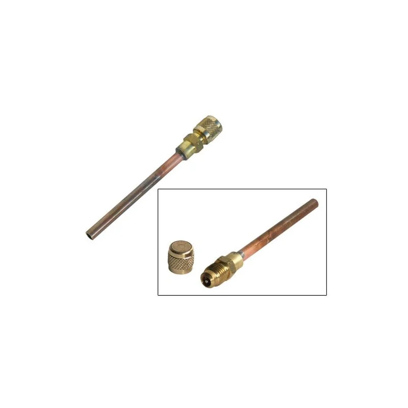 TUBE DE CHARGE CUIVRE AVEC VANNE SCHRADER L.120MM - PIECE CONSTRUCTEUR