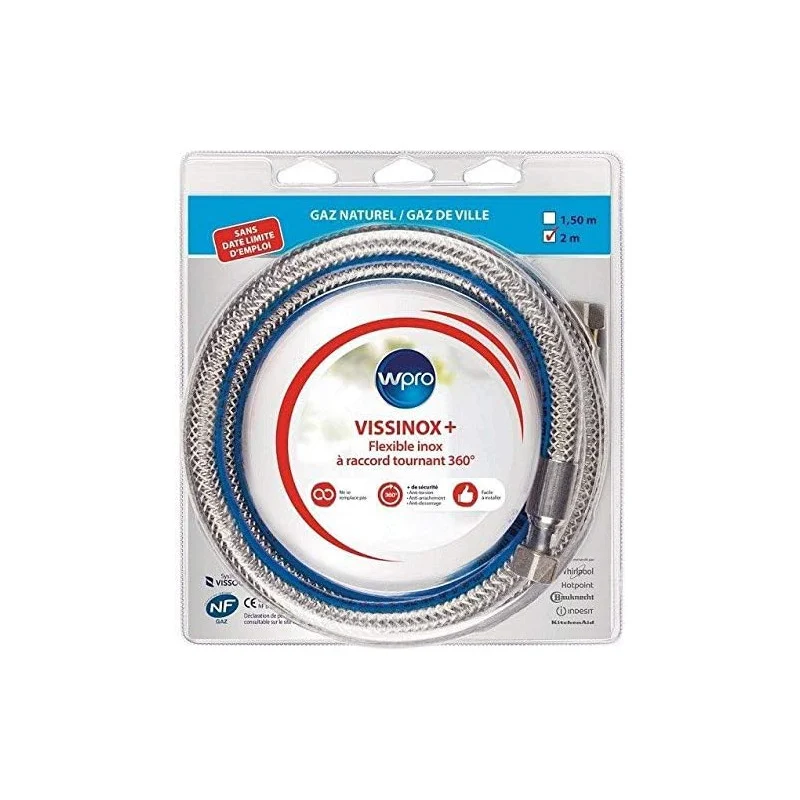 Tuyau de gaz flexible (2m) en acier inoxydable - Vissinox+, Wpro - 484010678158