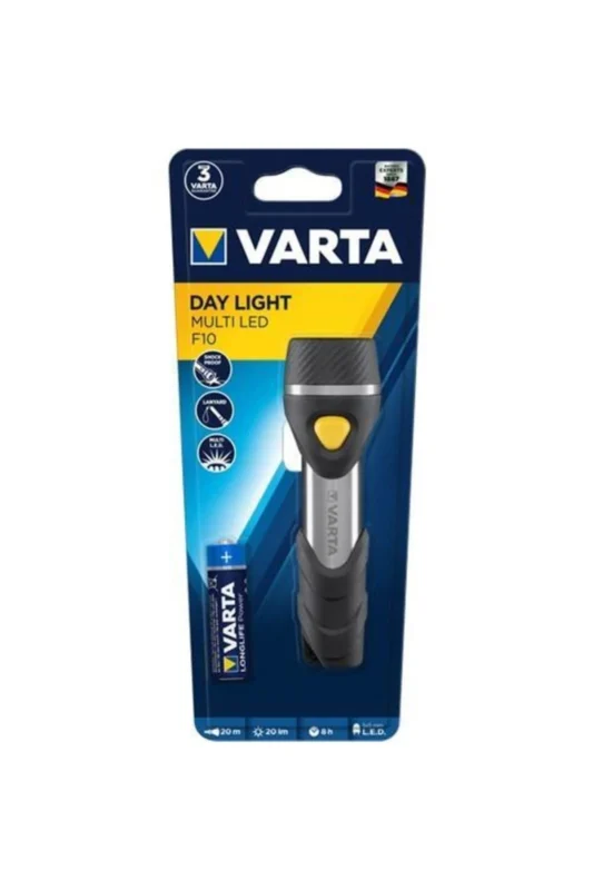 VARTA Lampe Torche avec 5 LED incl. 1x pile AA, Day Light Multi LED F10, lampe de poche à pendentif, lumière idéale pour la maison, la pêche, les urgences, les pannes de courant, l'extérieur