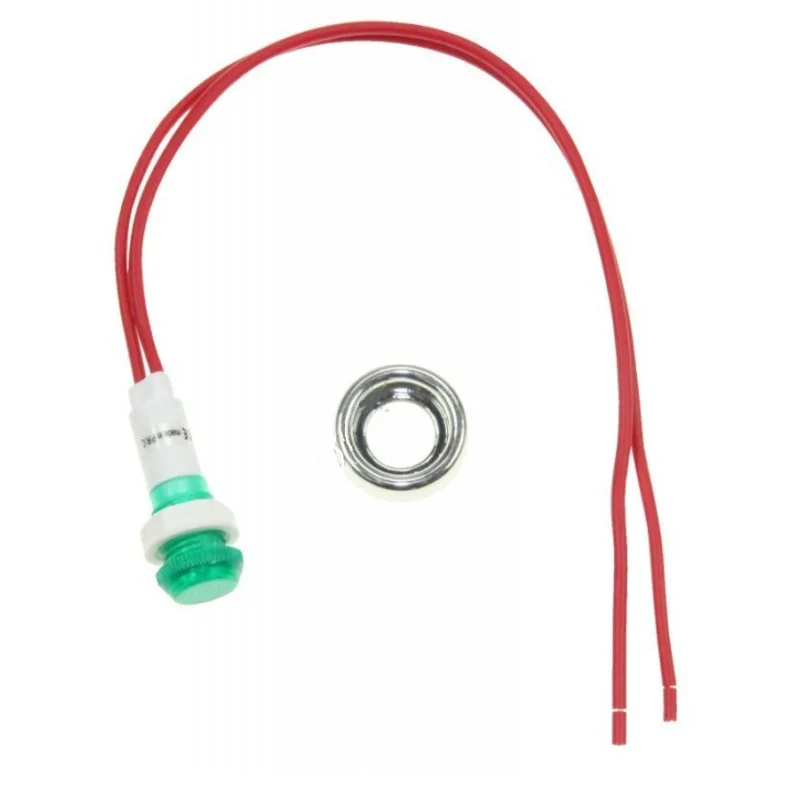 VOYANT VERT Ø 10MM + CABLE + ECROU CHROME - CONSTRUCTEURS DIVERS