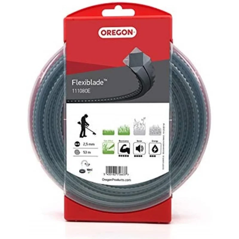 Oregon - Fil de coupe strié FlexiBlade pour débroussailleuse, (Diamètre fil : 2,5 mm), rouleau de 53 m - 111080E