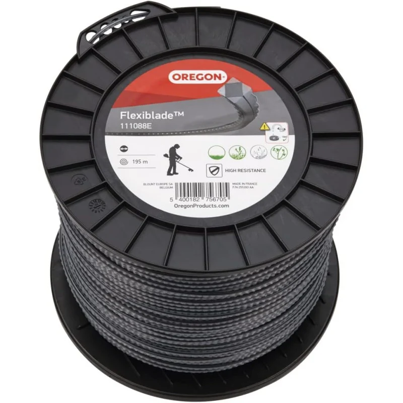 Oregon - Fil de coupe strié FlexiBlade (Diamètre : 3 mm) pour débroussailleuse, bobine de 195 m - 111088E